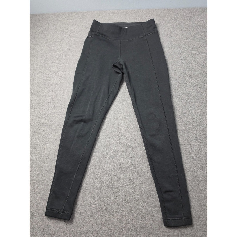Title Nine Fleece Lined Athletic Leggings Womens Small Black Zip Pocket Stretch